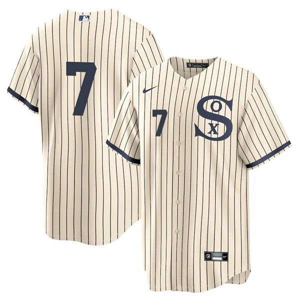 Cheap Men Chicago White Sox 7 No Name Cream stripe Dream version Game Nike 2021 MLB Jerseys